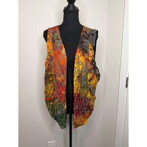 Synergy Turning Art Into Clothing Batik Abstract Print Vest Multi Color M/L